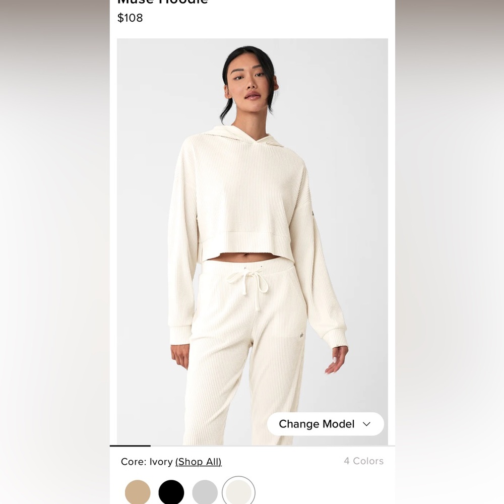 Alo muse ivory hoodie size small